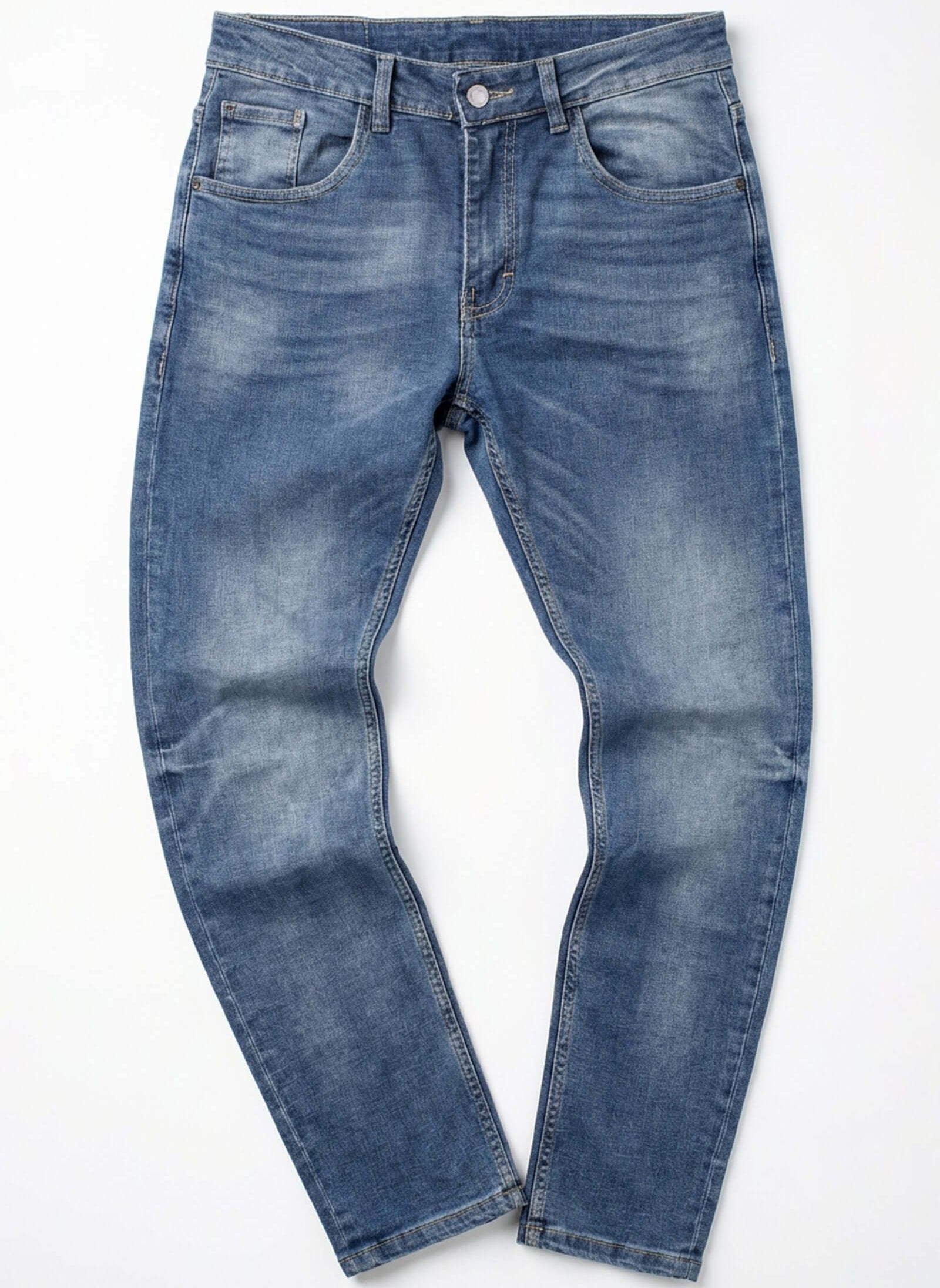 Jean de hombre básico, pantalones de mezclilla casuales, diseño clásico, color azul, estilo moderno y versatile.