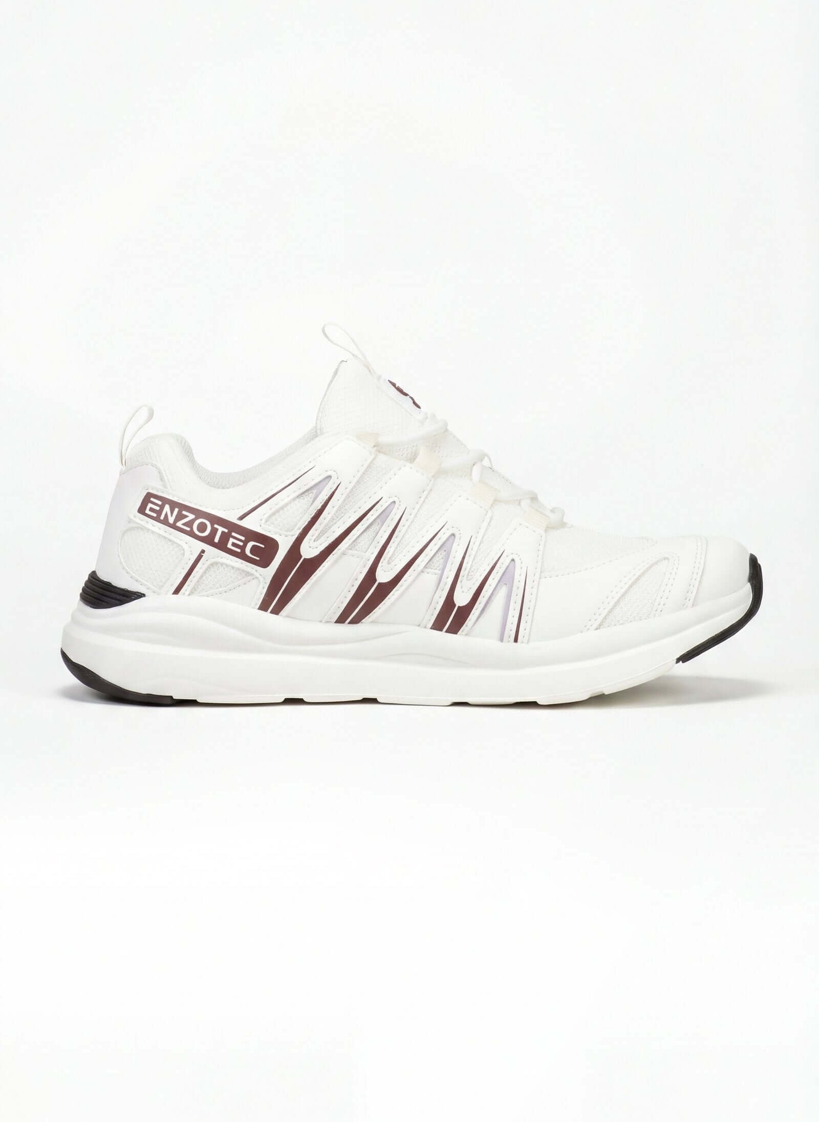 Tenis de hombre deportivo en color blanco con detalles en rojo, ideal para actividades deportivas.