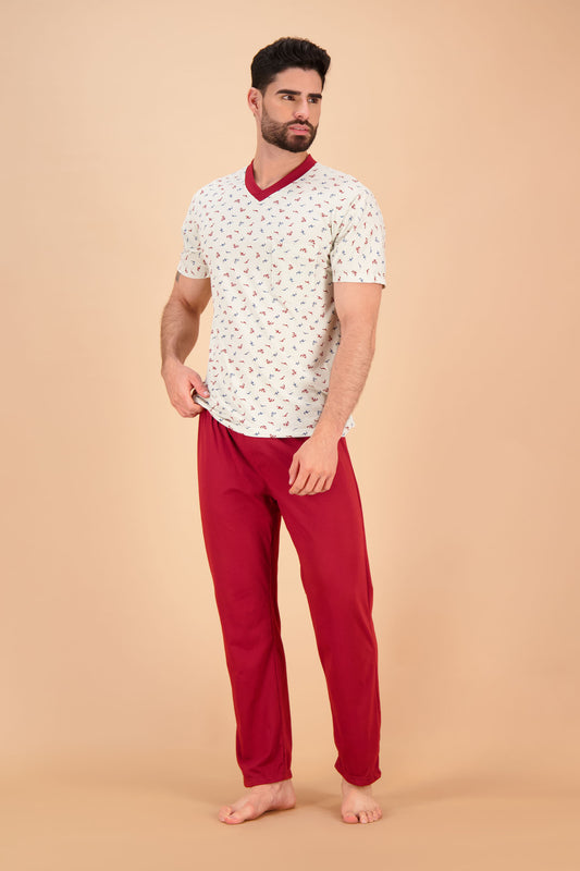 Pijama de hombre manga corta