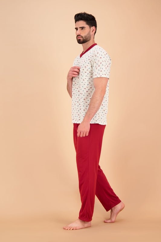 Pijama de hombre manga corta