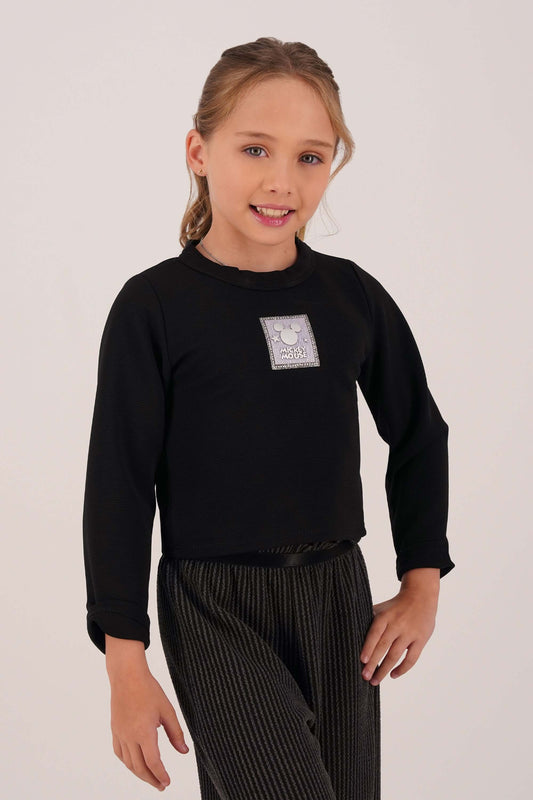 Blusa de niña mickey cuello redondo